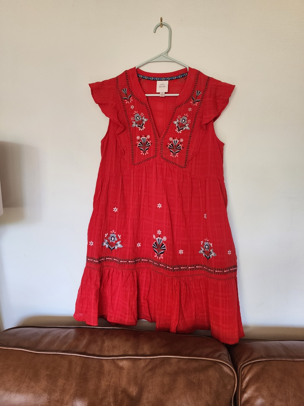 Knox Rose Red Embroidered Midi Dress